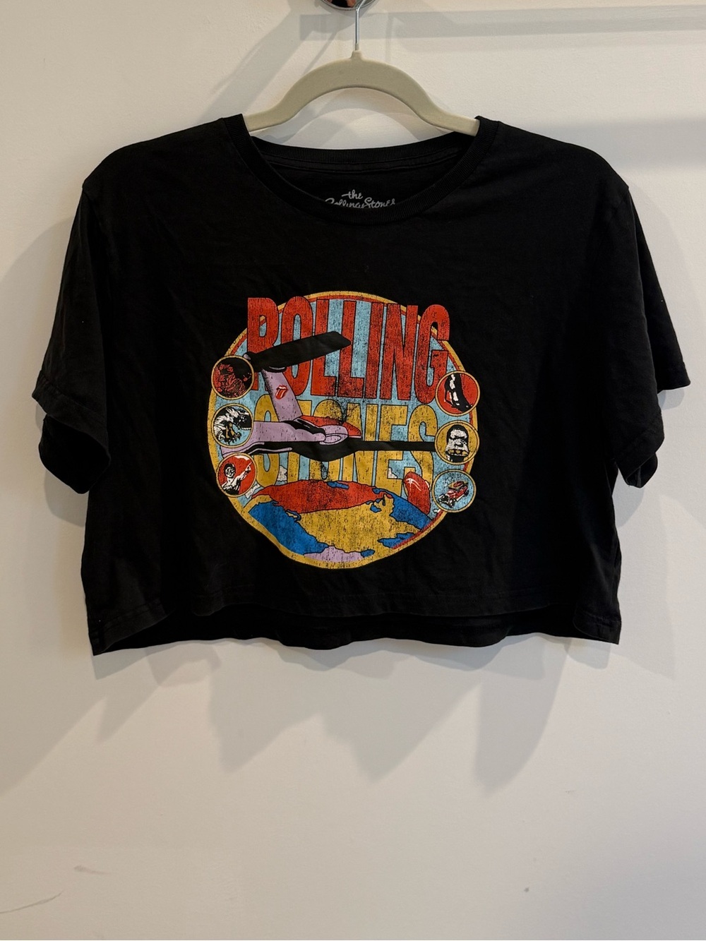 Rolling Stones Graphic Crop Tee - Black